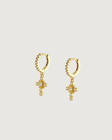 Drop Huggie Diamond Cross Gold - STUDIO JO STORE